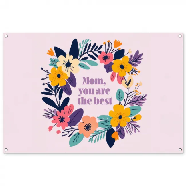 Bloemenkrans - Kleurrijk - Moeder tuinposter los doek groot -3d