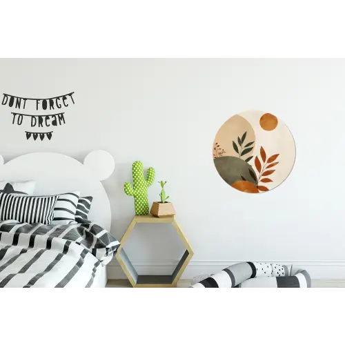 Vormen - Rond - Bladeren - Beige Wandcirkel aluminium klein -kinderkamer