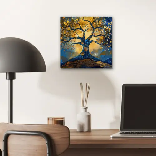 Boom - Levensboom - Blauw - Goud aluminium wit klein -sfeer5