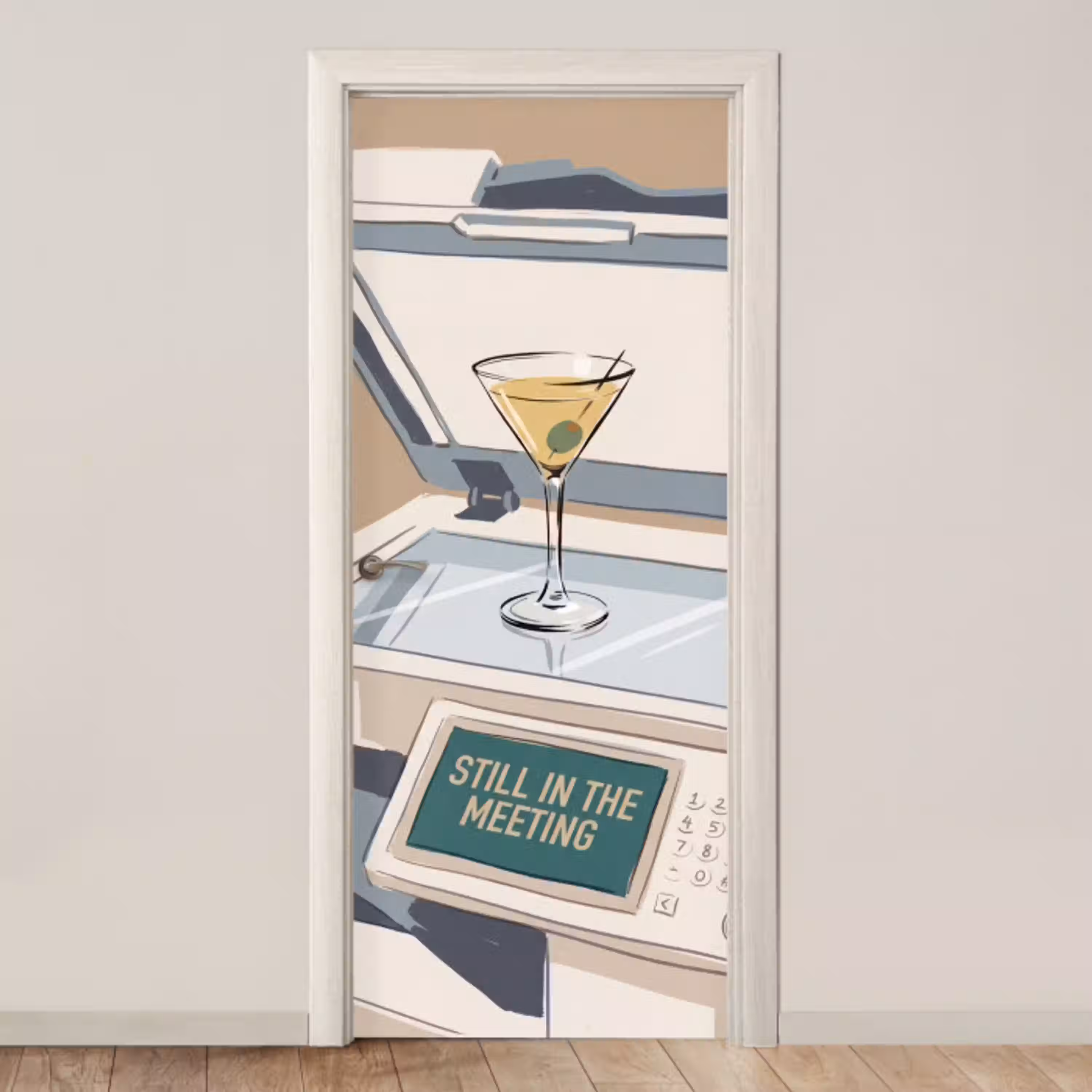Kantoor - Drank - Humor - Illustratie deurposter klein -3d_beige