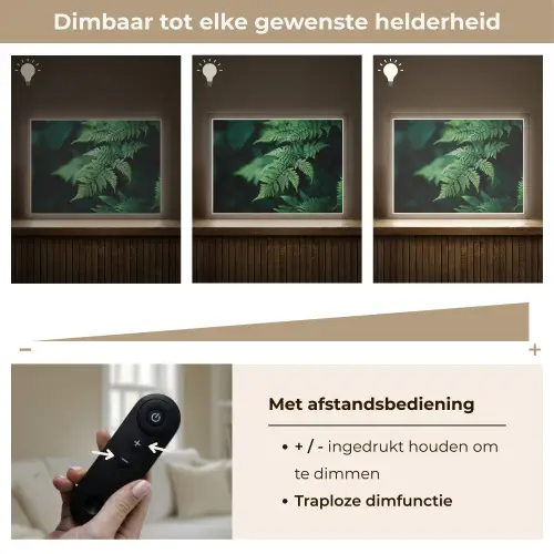 Varenblad - Groen - Structuur - Wazig Light Box met batterij (Wandlamp) middel -USP_dimbaarNL