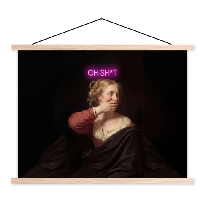 Quote - Neon - vrouw textielposter latten blank klein -3d