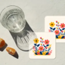Illustratie - Bloemen - Bladeren - Roze onderzetter kurk middel -sfeer4