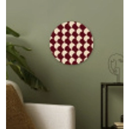 Rood - Tegelpatroon - Crème Wandcirkel kunststof plaat 5mm dik klein 188 -sfeer3