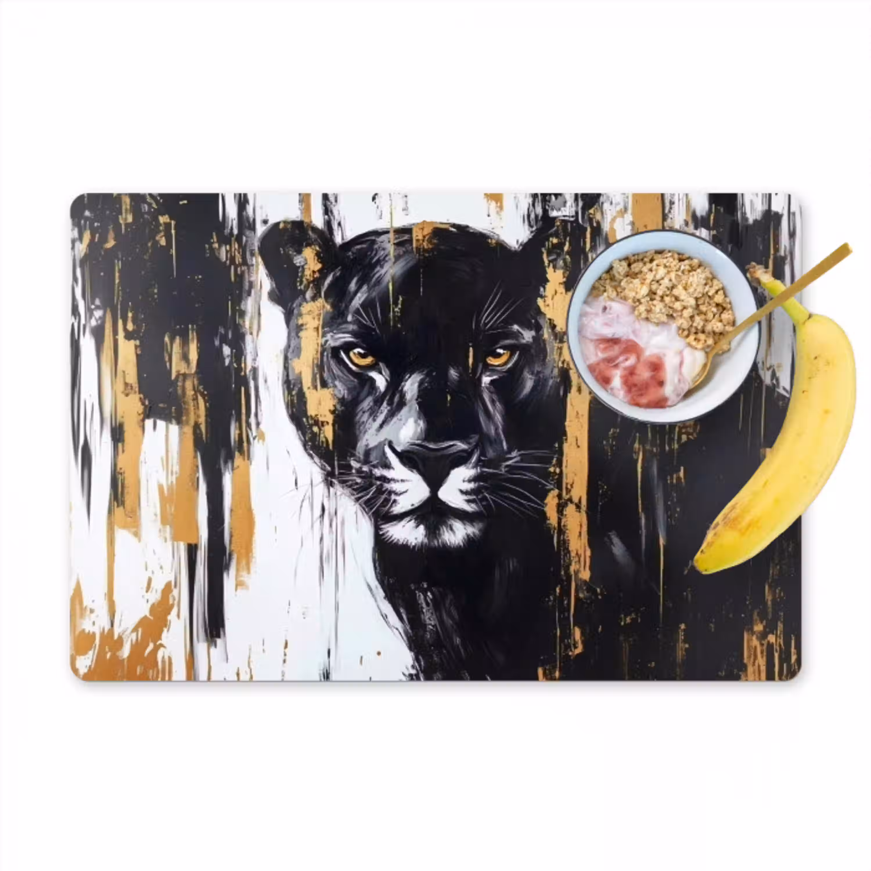 Panter - Zwart - Abstract - Verfstreken Placemat vinyl groot -zzzproduct_Kitchenyeah-website