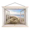 Doorkijk - Zee - Strand - Duinen textielposter latten blank klein -3d