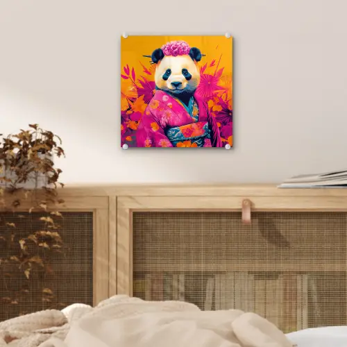Kimono - Roze - Panda - Bloemenkroon plexiglas 5mm klein -sfeer4