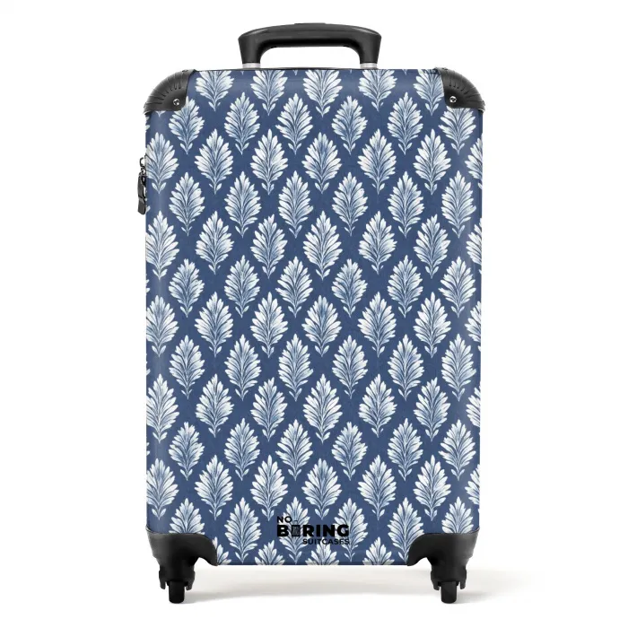Blad patroon blauw NBS - Handbagage koffer - Kinderen Unisex middel -productfoto_recht