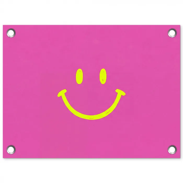 Smiley - Vrolijk - Roze tuinposter los doek klein -3d