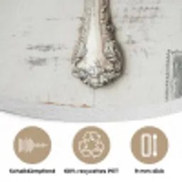 Zilver - Bestek - Hout Akoestische PET Vilt - Rond klein -closeup_DE