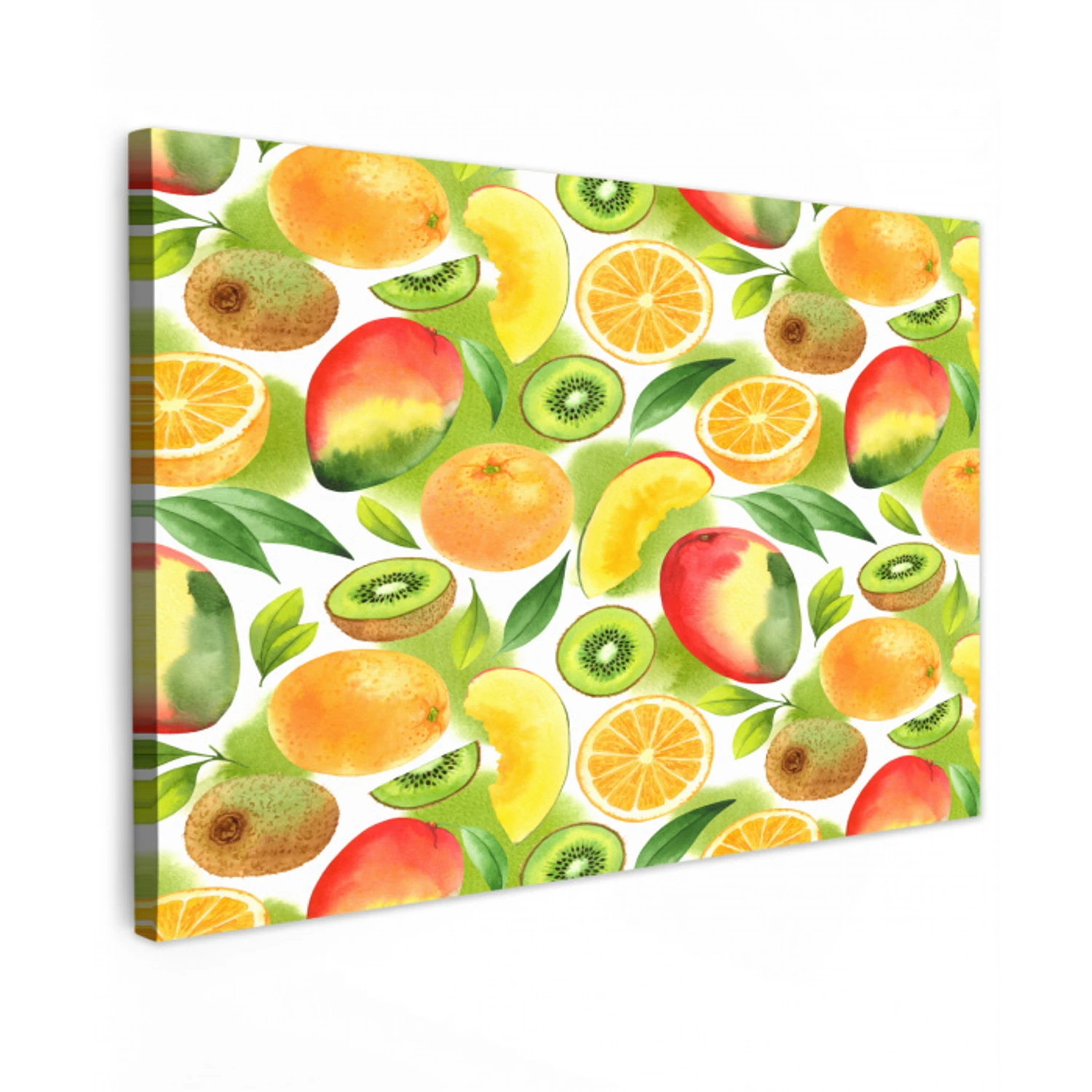 Kiwi - Sinasappel - Mango - Perzik Tuinposter op houten frame 2 cm dik klein 845 -3d