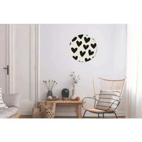 Hartjes - Zwart - Beige Wandcirkel aluminium klein -woonkamer