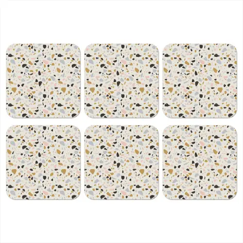 Terrazzo -  Patroon - Neutraal - Zacht - Multi onderzetter kurk middel 366 -3d
