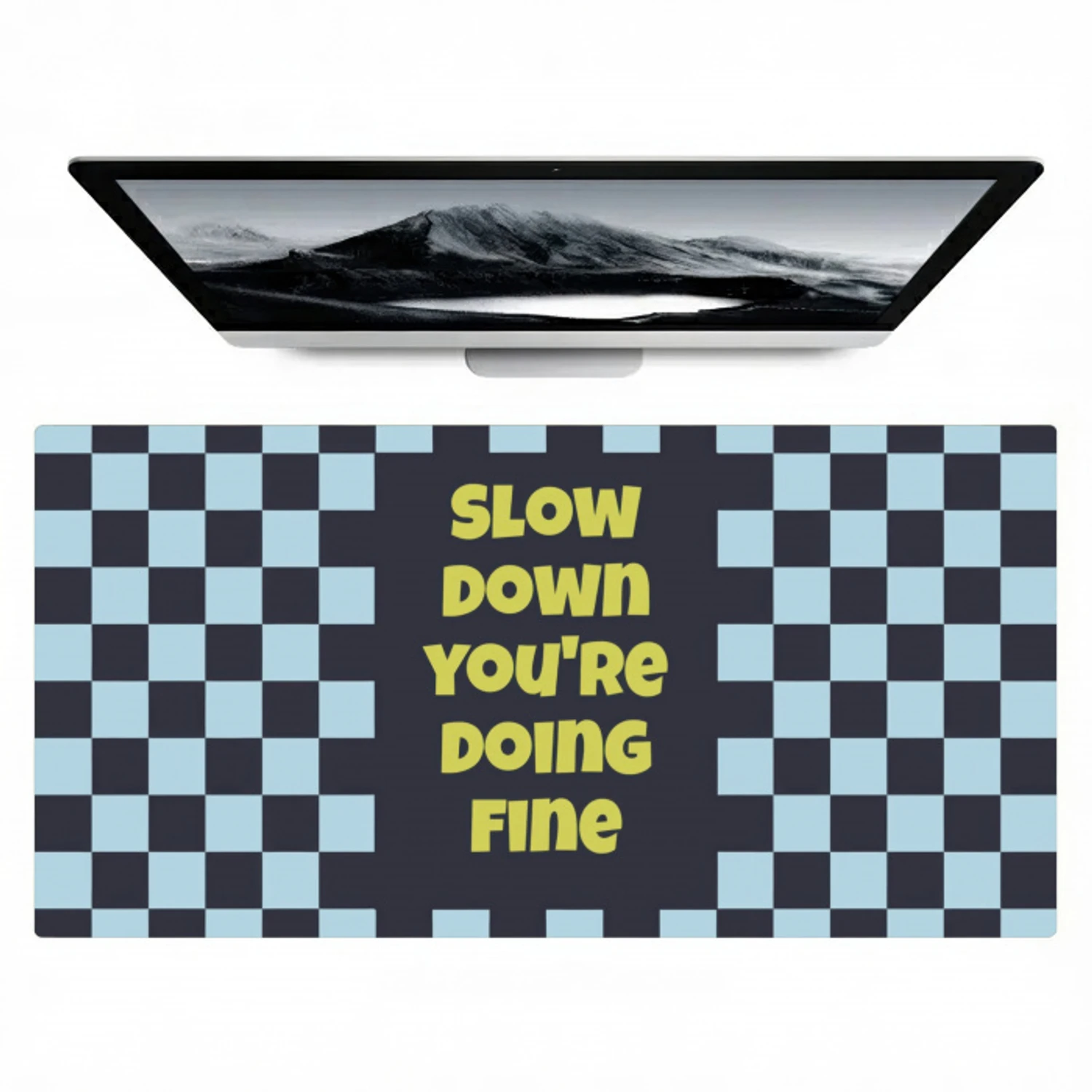 Patroon - Geblok - Blauw - Slow down you're doing fine Muismat XXL klein -zzz3d