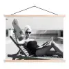 Glamour - Modern - Zwart - Wit textielposter latten blank klein -3d