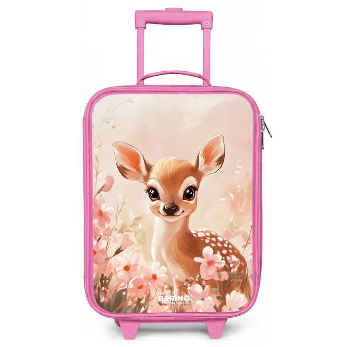 Hertje - Ogen - Stippen - Bloemen Kinderkoffer - Roze klein -zz3dotto