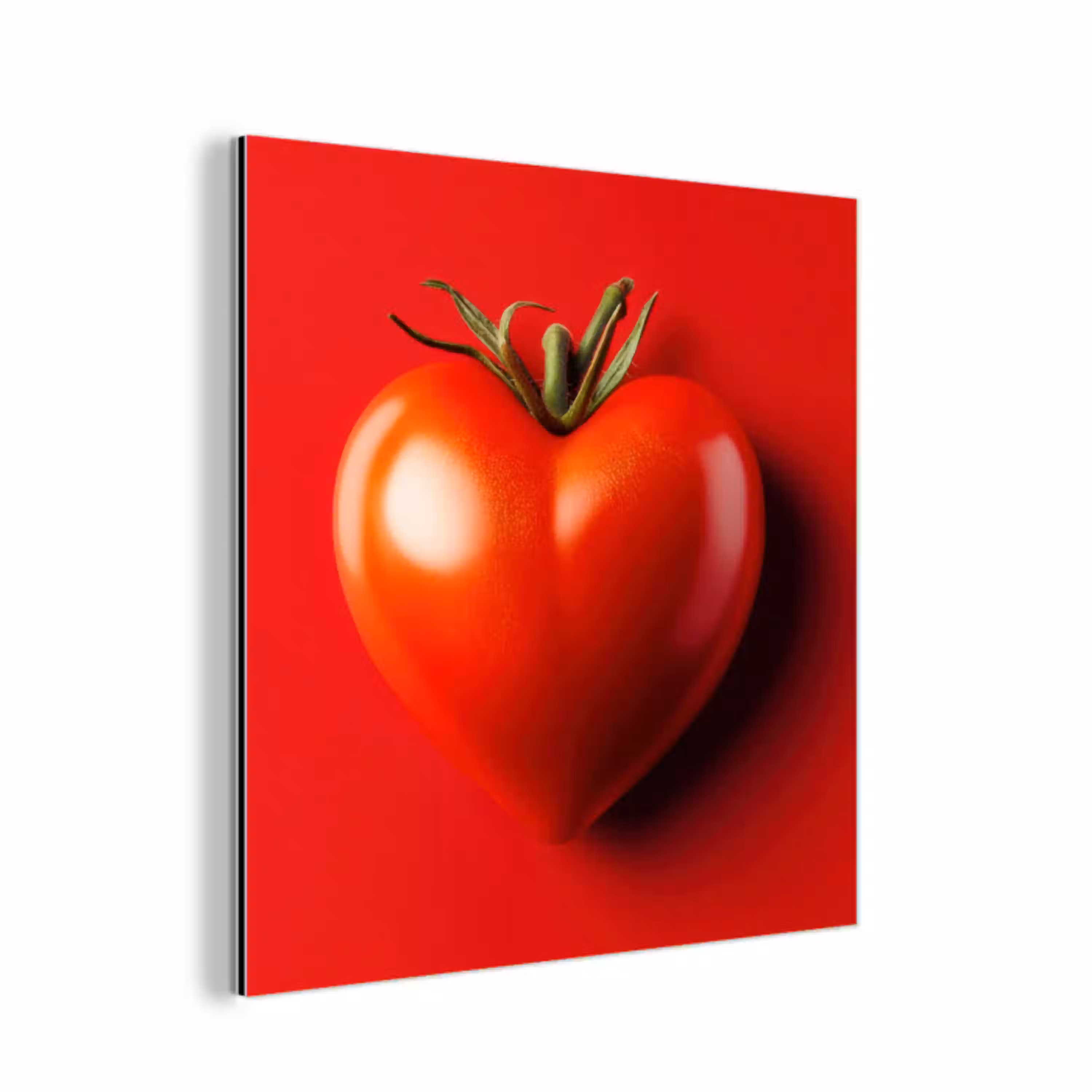 Tomaat - Rood - Hart aluminium wit klein -3d