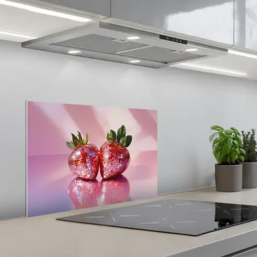 Disco - Fruit - Glitter - Strawberry keuken achterwand spatscherm klein -3d_schuin