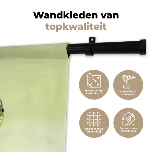 Groen - Disco - Decoratie - Appel Wandkleed katoen klein -sfeer2