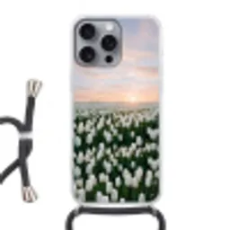 Tulpen - Landschap - Wit Hoesje iPhone 16 Pro Max met koord klein -3d