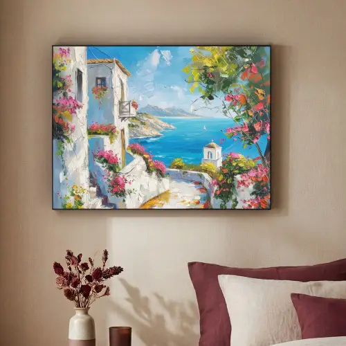 Landschap - Bloemen - Natuur - Zomer Textielframe zwart klein -sfeer1