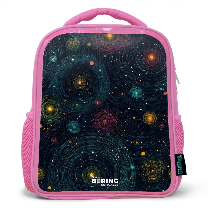 Sterren - Planeten - Kleurrijk Kinderrugzak - Roze middel -3d