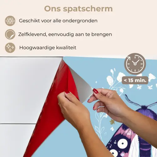 Bladeren - Wit - Vlinder - Insect keuken achterwand spatscherm klein -spatscherm_NL