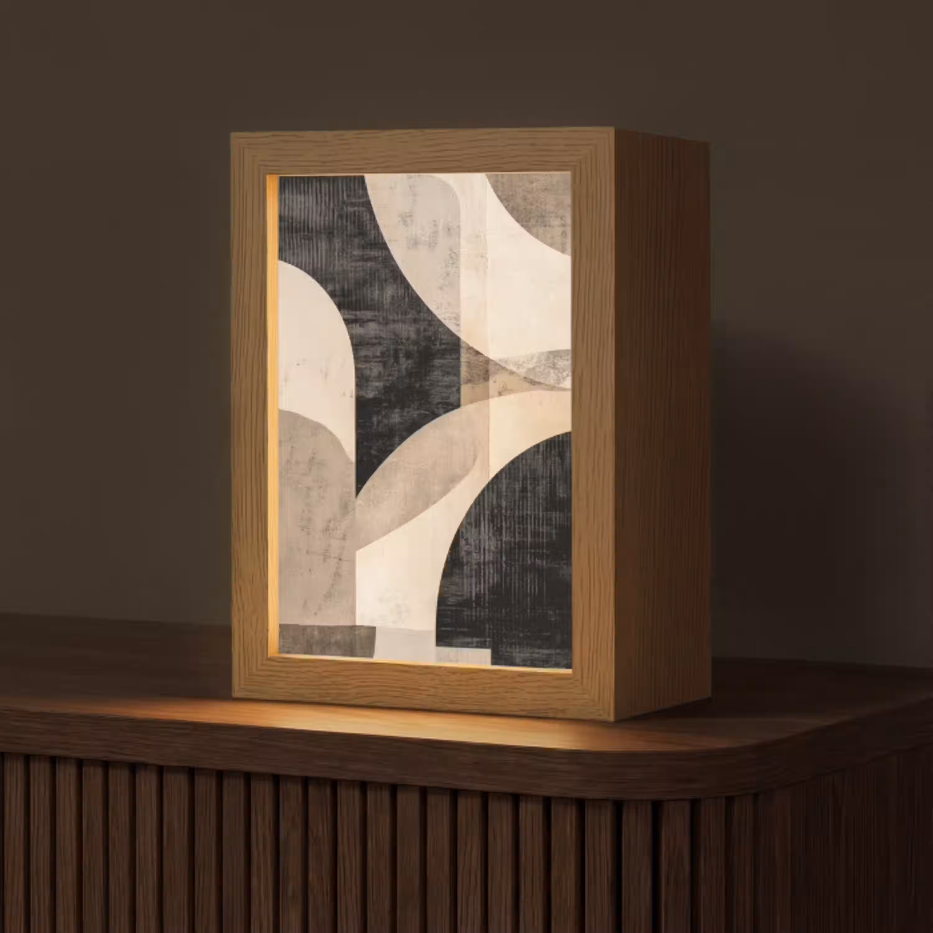 Abstract - Vormen - Modern - Beige Light Box met kabel (Tafellamp) klein -z3d_website