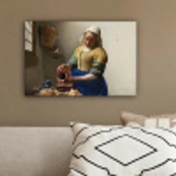 Het melkmeisje - Schilderij van Johannes Vermeer canvas 2cm klein -sfeer3