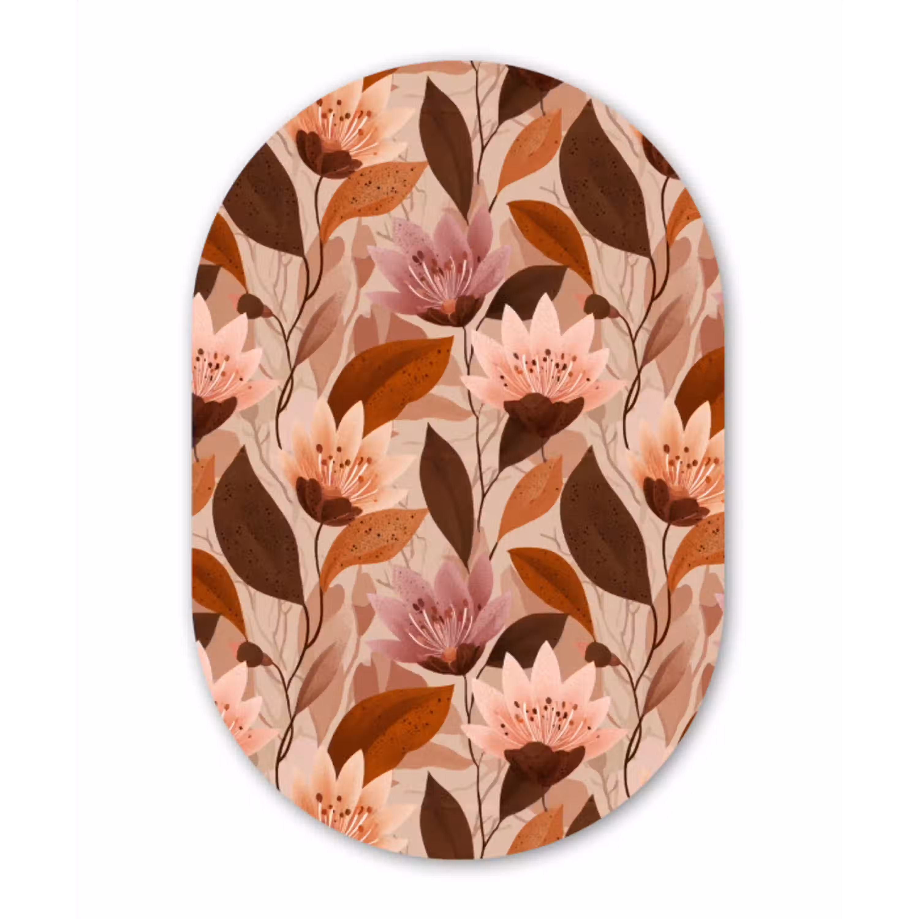 Bloemen - Bladeren - Bruin Wandcirkel Ovaal Forex klein 630 -3d