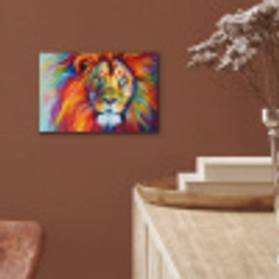 Leeuw - Dieren - Olieverf - Regenboog aluminium wit klein -sfeer4