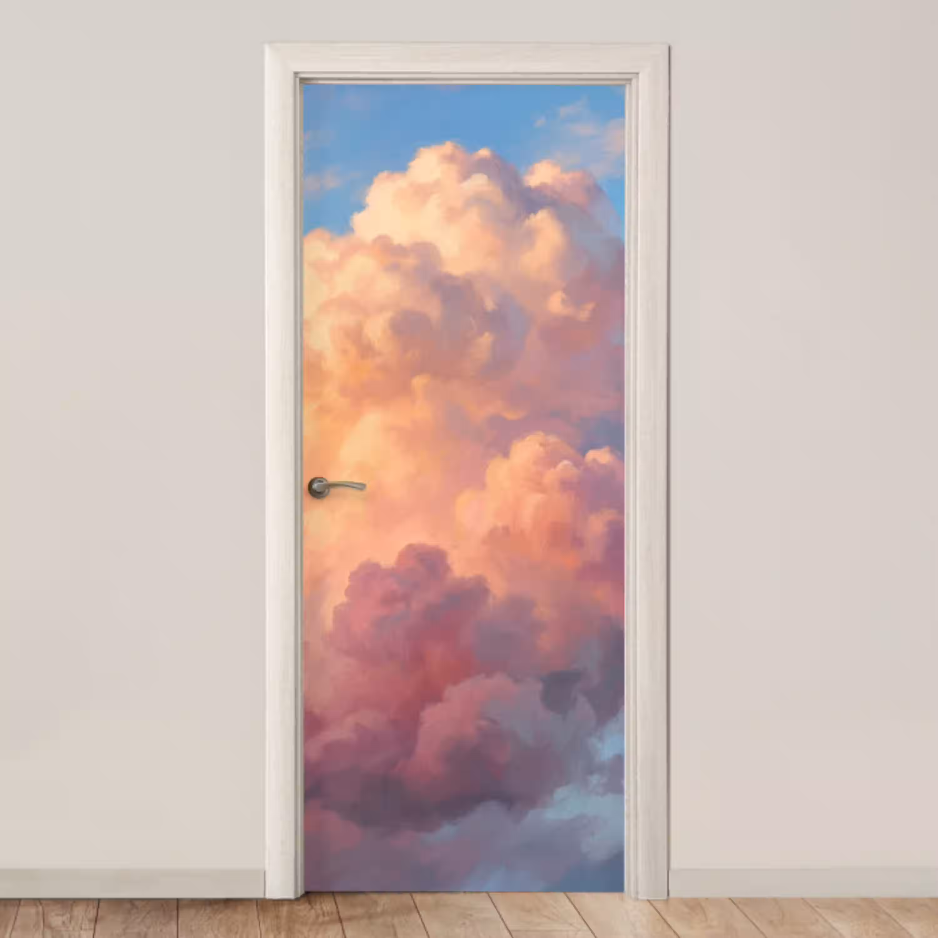 Wolken - Lucht - Natuur - Abstract - Kleurrijk deurposter klein -3d_beige