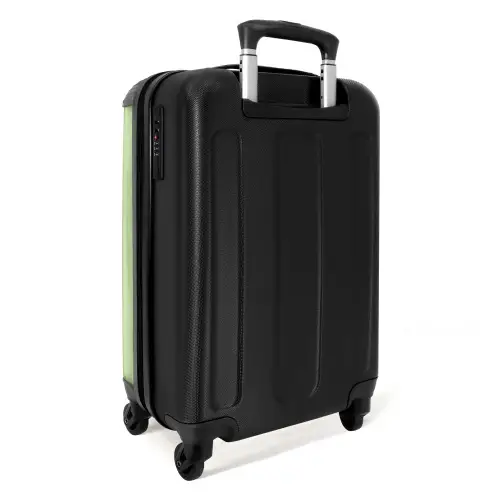 Groene achtergrond met witte vlinder NBS - Handbagage koffer - Kinderen Unisex middel -achterkant