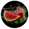 Watermeloen - Zwart - Water - Fruit - Meloen KitchenYeah - Keuken - Wandcirkel Forex klein -3d