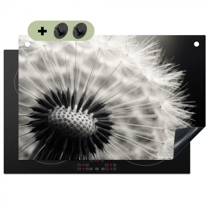 Paardenbloem - Zwart - Wit Inductie beschemer met haakjes klein -3d