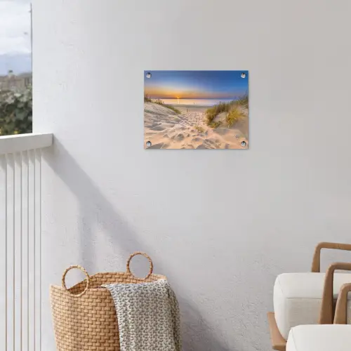 Duin - Zonsondergang - Horizon - Strand - Gras tuinposter los doek klein -sfeer8