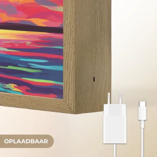 Zonsondergang - Walvis - Geschilderd - Kleurrijk Light Box met batterij (Wandlamp) middel -USP_websiteoplaadbaarNL