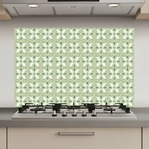 Patroon - Bloemenvorm - Groen keuken achterwand spatscherm klein 900 -3d_website
