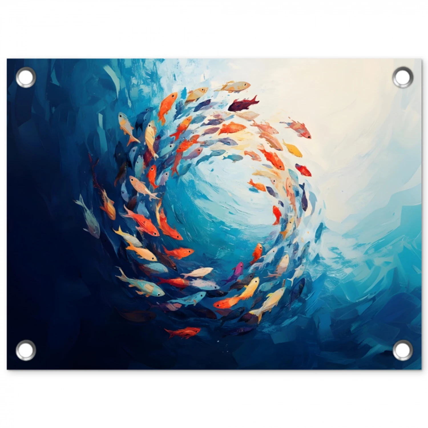 Zee - Vissen - Kleurrijk - Dynamisch tuinposter los doek klein -3d