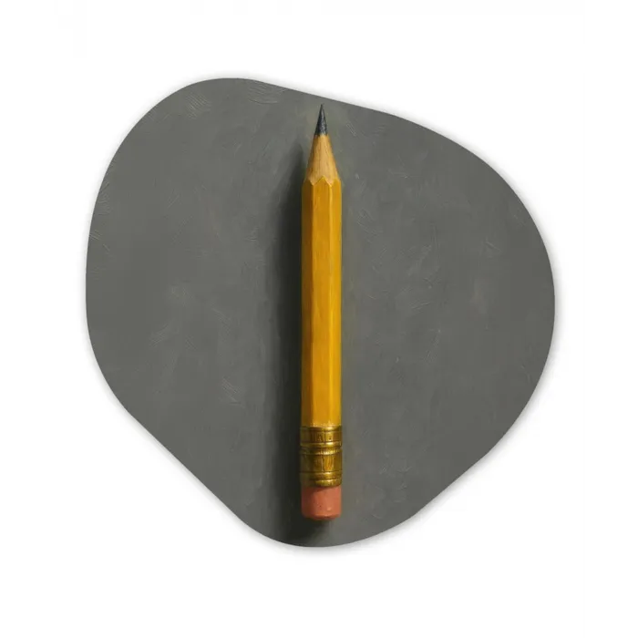 Potlood - Schilderij - Geel Wandcirkel Organisch Forex 3mm klein -3d