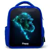 Neon silhouet van een chimpansee Kinderrugzak - Blauw middel -3d