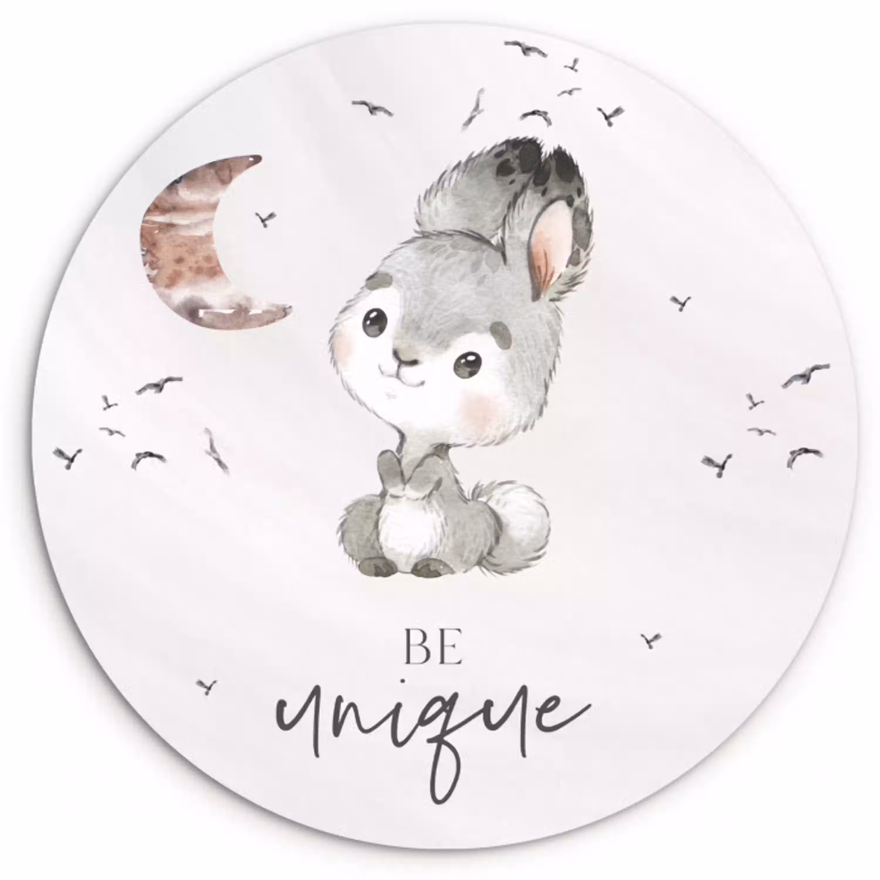 Quotes - Kinderen - Be unique - Jongens - Meisjes - Waterverf Wandcirkel kunststof plaat 5mm dik klein -3d
