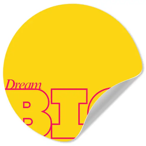 Dream big - Geel - Grafisch Wandcirkel behangsticker klein -3d