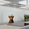 Schotse Hooglander - Bruin - Hoorns - Kokskleding keuken achterwand spatscherm klein -3d_schuin