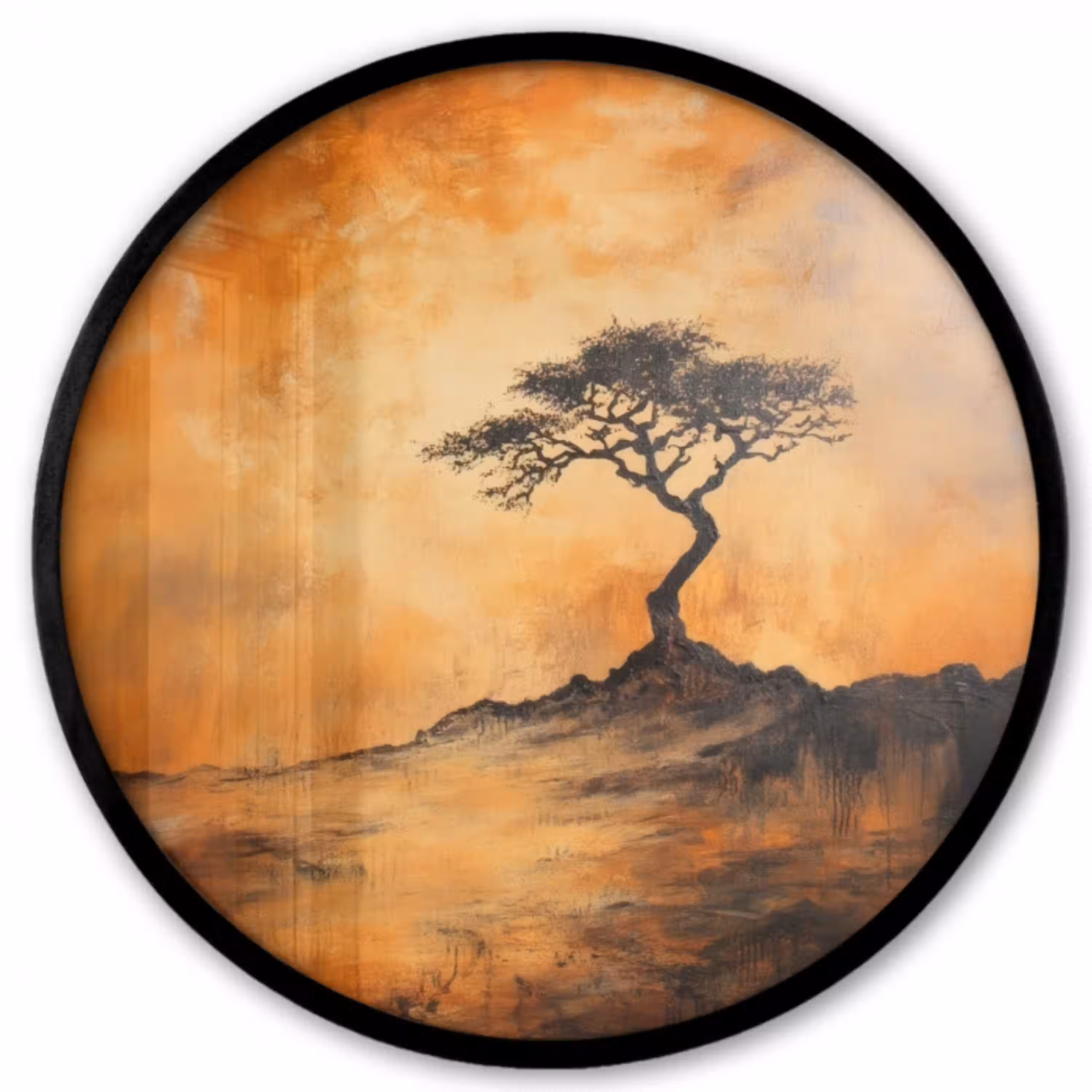 Boom - Landschap - Oranje Fotolijst rond zonder passe partout klein -3d