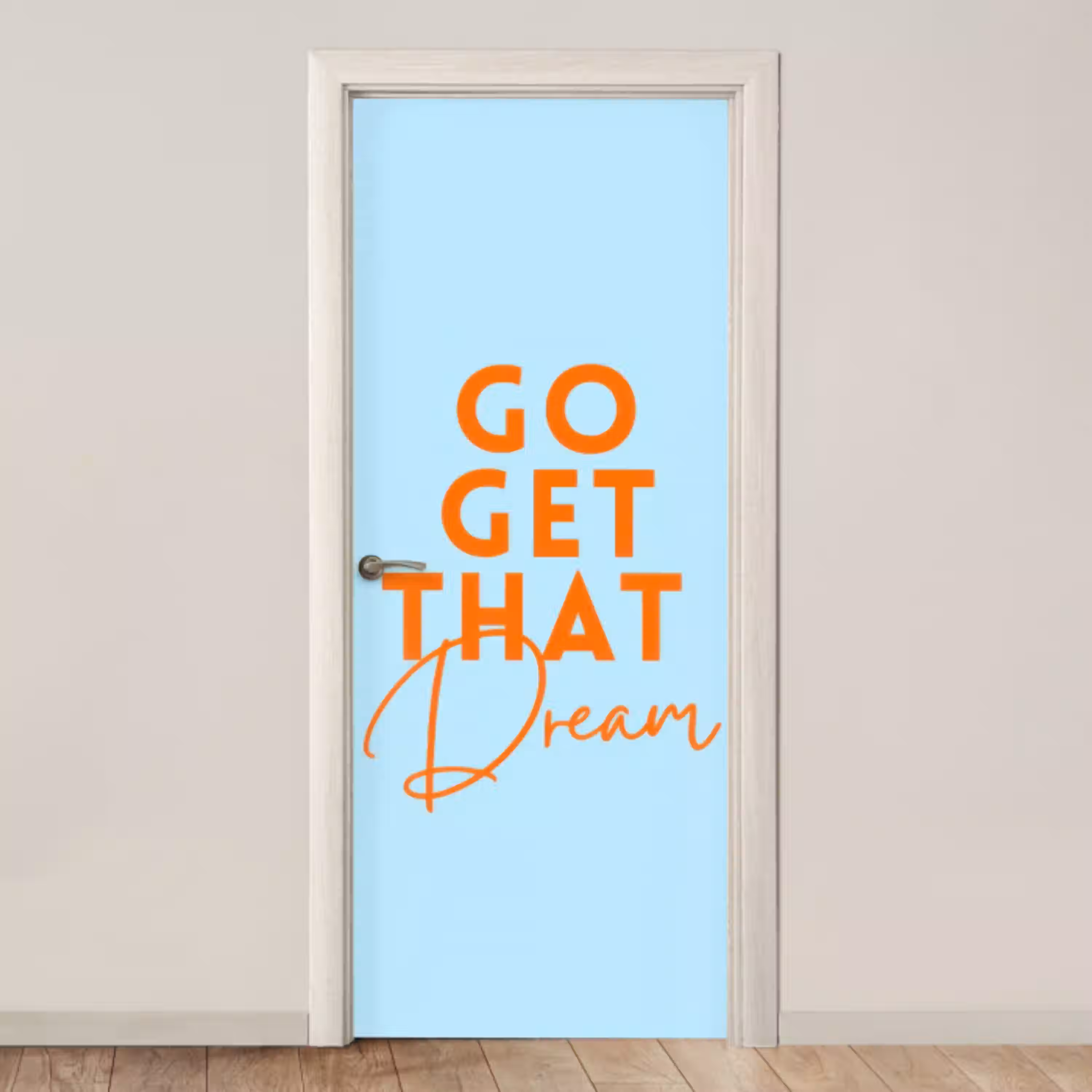 Blauw - Oranje - Tekst deurposter klein -3d_beige