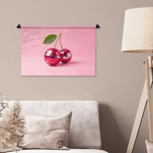 Disco - Kersen - Roze Wandkleed katoen klein -sfeer4