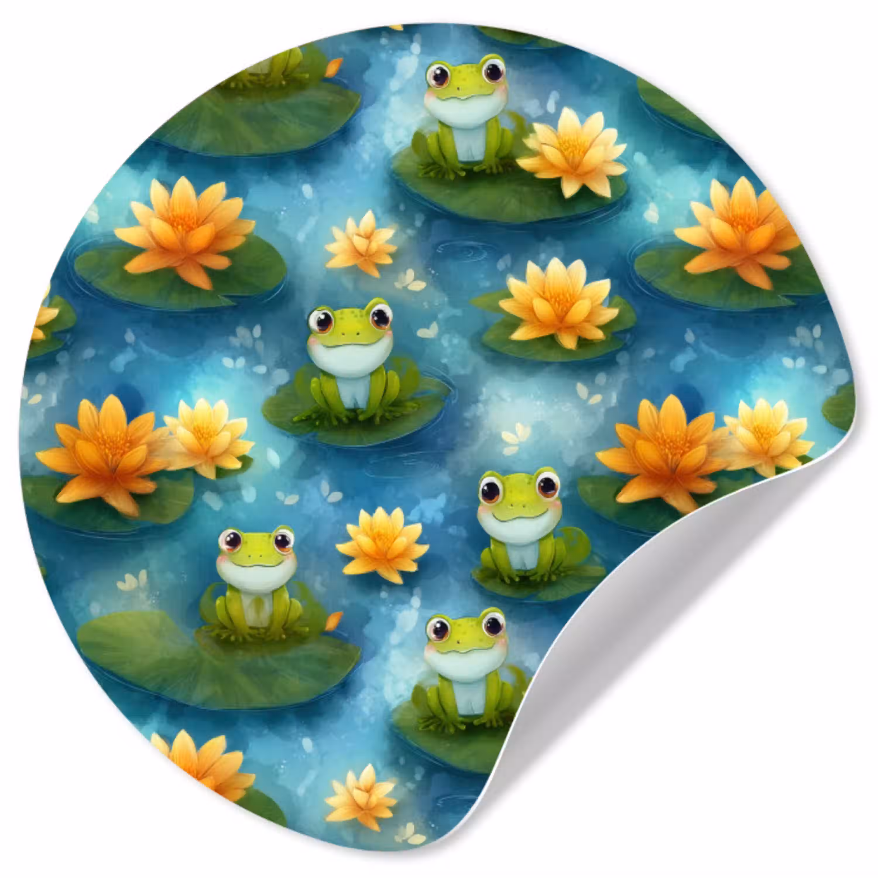 Kikker - Lelies - Groen Wandcirkel behangsticker klein 186 -3d