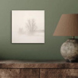 Boom - Mist - Sneeuw - Winter - Minimalistisch aluminium wit klein -sfeer2
