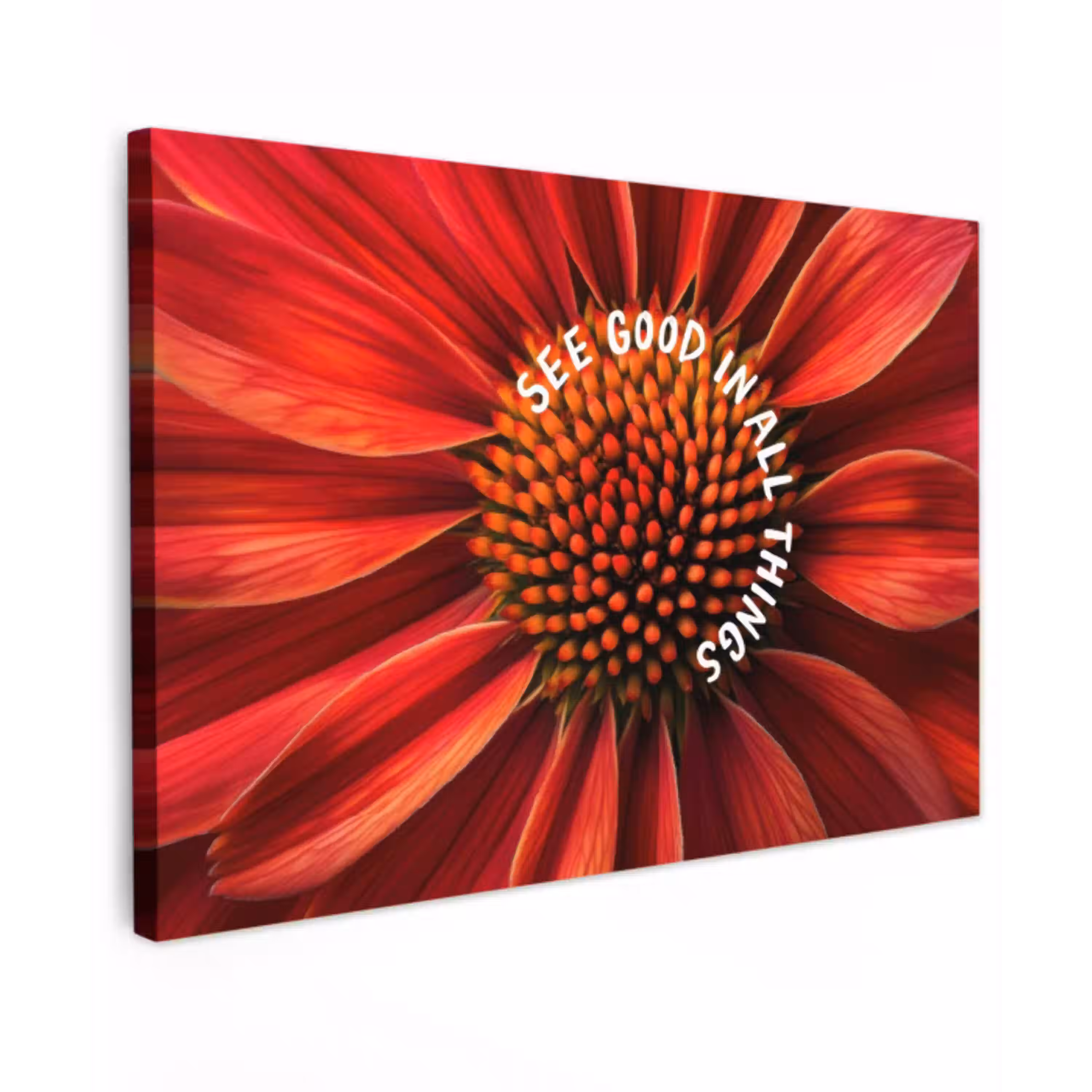 Close up - Bloem - Quote - Rood Tuinposter op houten frame 2 cm dik klein -3d